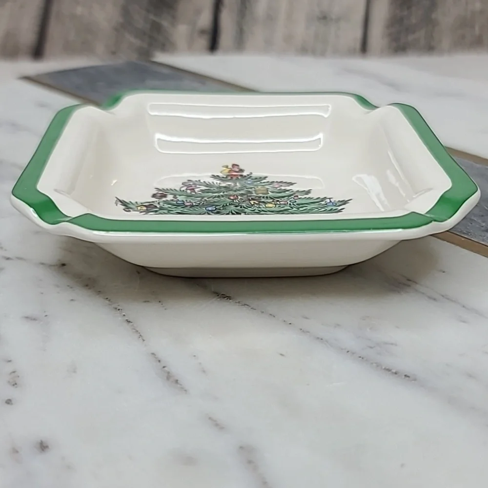 Spode Christmas Tree Classic Vintage Collectible Ceramic Square Ash Tray